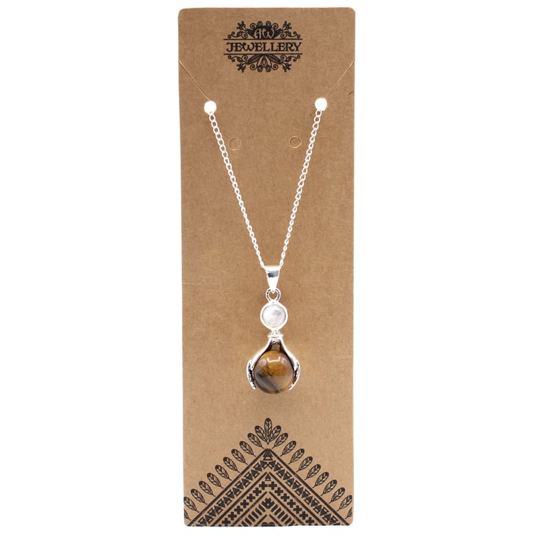 Tiger Eye Gemstone Healing Hands Pendant - Natural Energy Enhancer