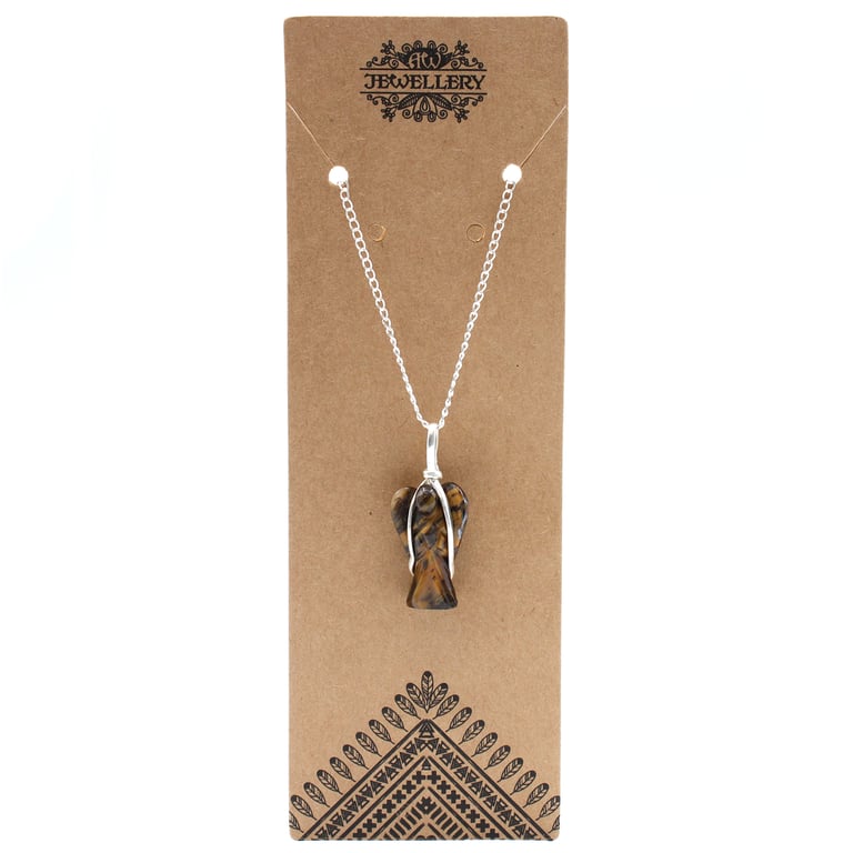 Gemstone Guardian Angel Pendant - Tiger Eye Spiritual Protection Talisman