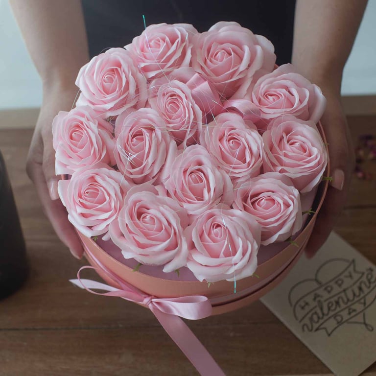 13 Pink Rose Soap Flower Gift Bouquet - Heart Design by Brand Name