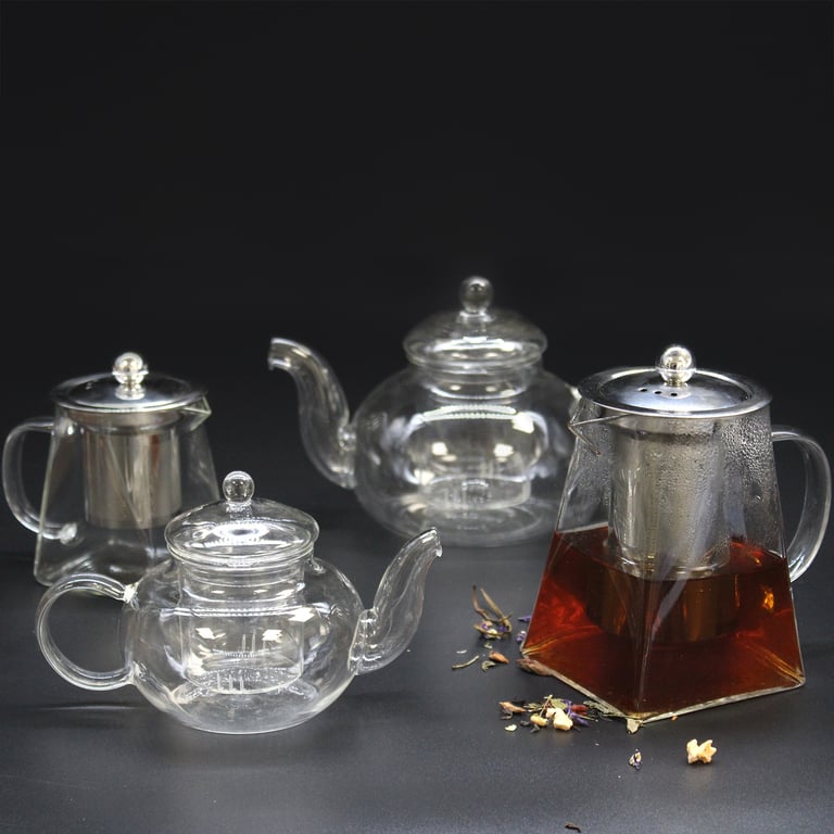 Glass Infuser Teapot - Tower Shape 350ml Capacity, Built-in Glass Tea Infuser, Perfect for Loose Leaf Tea Enthusiasts