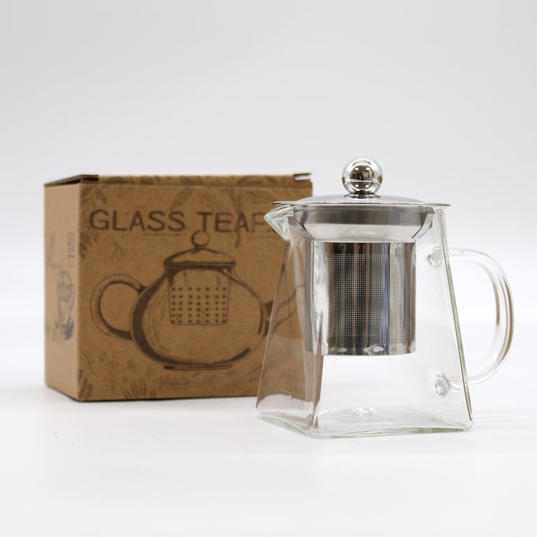 Glass Infuser Teapot - Tower Shape 350ml Capacity, Built-in Glass Tea Infuser, Perfect for Loose Leaf Tea Enthusiasts