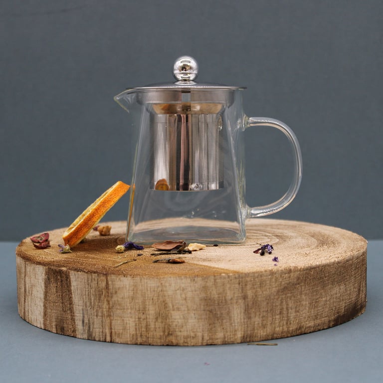 Glass Infuser Teapot - Tower Shape 350ml Capacity, Built-in Glass Tea Infuser, Perfect for Loose Leaf Tea Enthusiasts