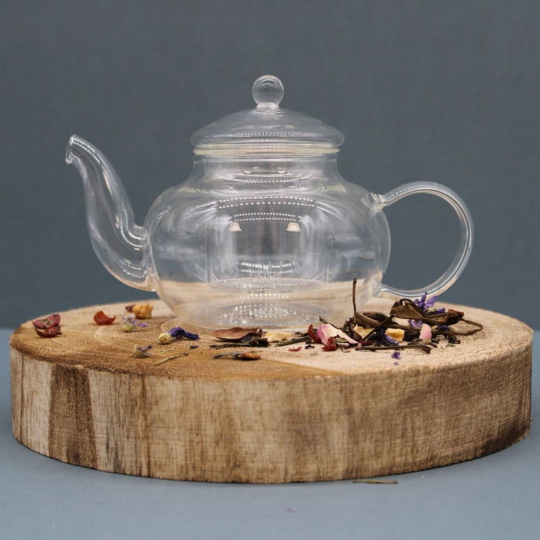 Glass Infuser Teapot - Round Pearl Design, 400ml Capacity, Ceramic Infuser Included