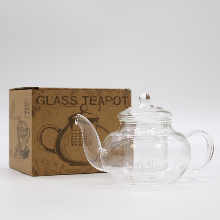 Glass Infuser Teapot - Round Pearl Design, 400ml Capacity, Ceramic Infuser Included