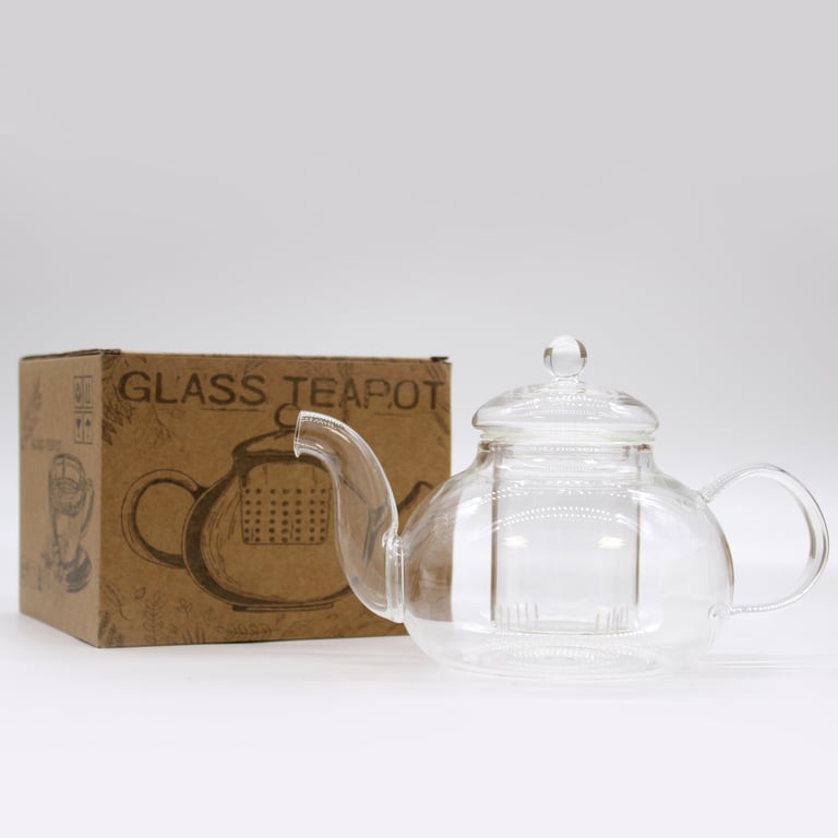 800ml Glass Infuser Teapot (Round Pearl) - Premium Brewing Experience