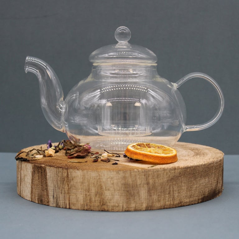 800ml Glass Infuser Teapot (Round Pearl) - Premium Brewing Experience