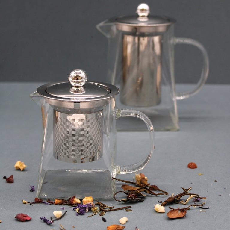 Glass Infuser Teapot - Tower Shape 350ml Tea Steeping Vessel with Built-in Glass Tea Infuser