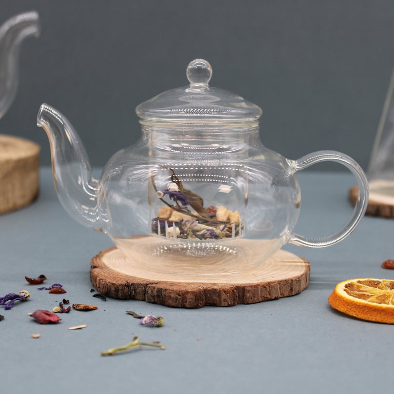Glass Infuser Teapot - 400ml Round Pearl Design with Built-in Tea Steeper for Perfectly Infused Teas