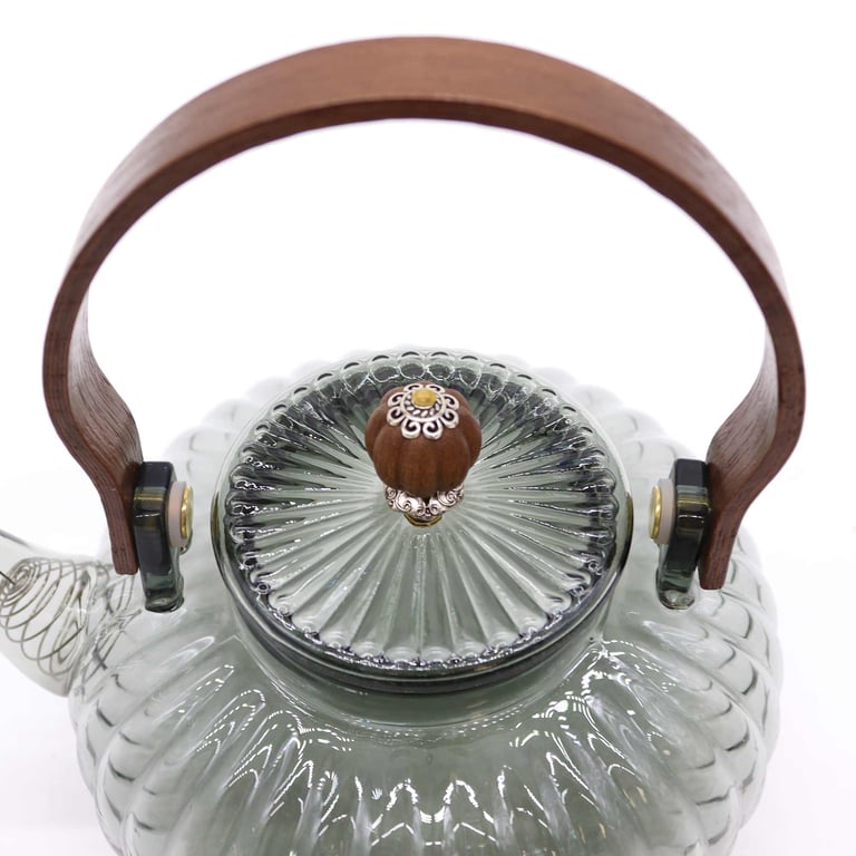 950ml Glass Infuser Teapot (Charcoal Ribbed Pearl) - Steep Loose Leaf Teas Perfectly