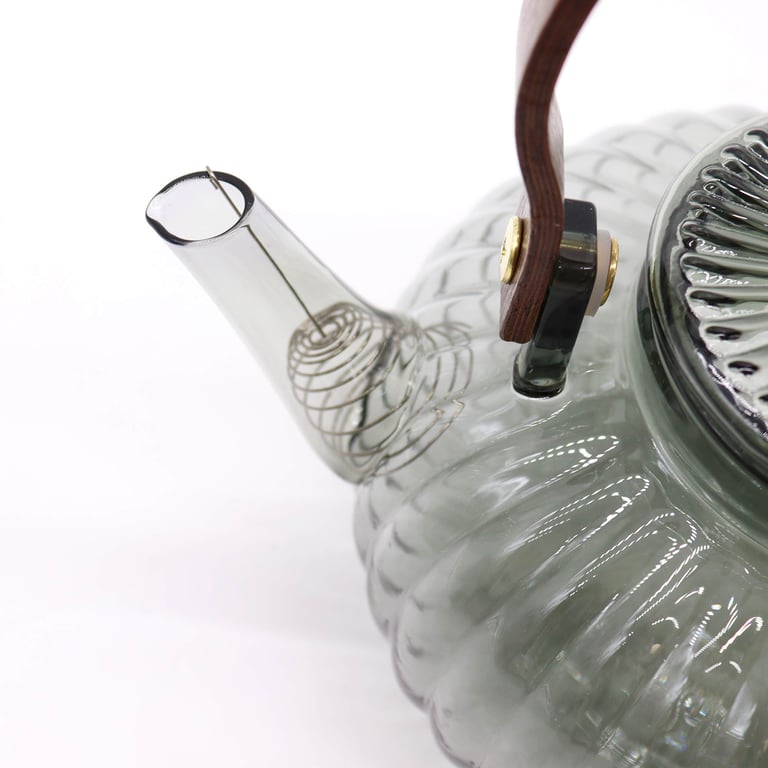 950ml Glass Infuser Teapot (Charcoal Ribbed Pearl) - Steep Loose Leaf Teas Perfectly