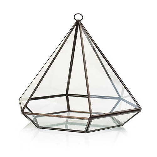 Large Diamond Glass Terrarium - Spacious Habitat for Plants & Animals