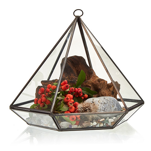 Large Diamond Glass Terrarium - Spacious Habitat for Plants & Animals