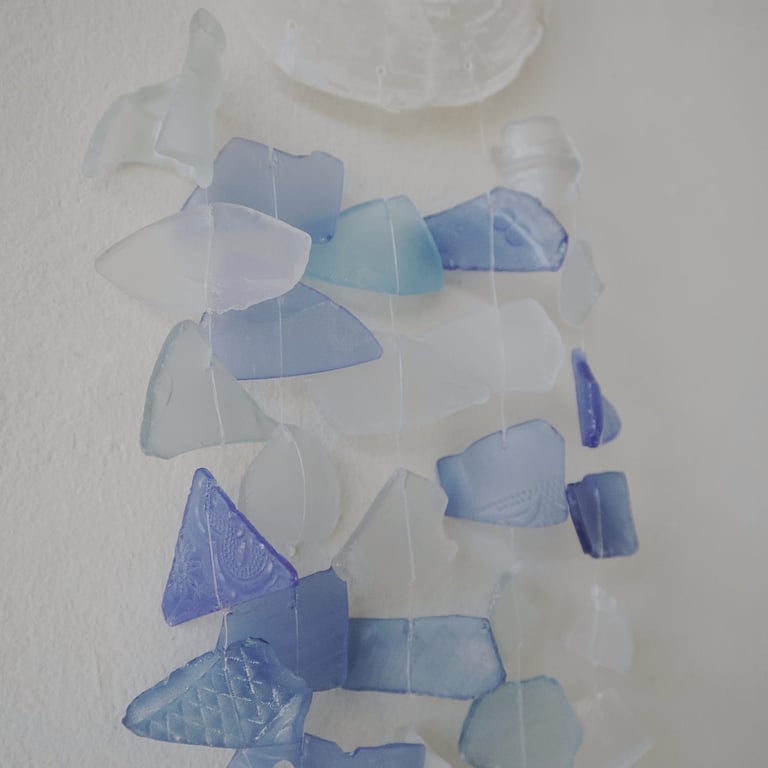 Blue & White Glass Drop Copis - Decorative Handcrafted Glassware