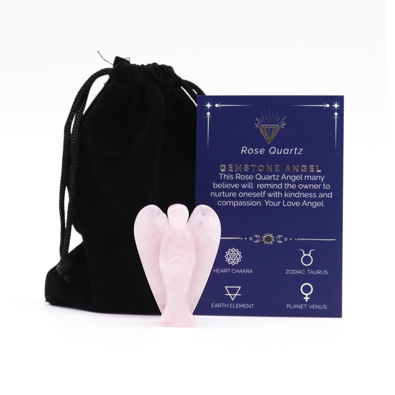 Rose Quartz Gemstone Angel - Healing Metaphysical Crystal Jewelry