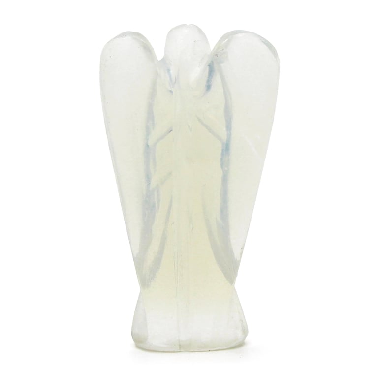 Hand Carved Opalite Gemstone Angel Statue - Handcrafted Unique Collectible