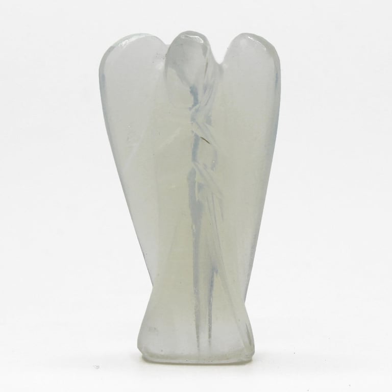 Hand Carved Opalite Gemstone Angel Statue - Handcrafted Unique Collectible