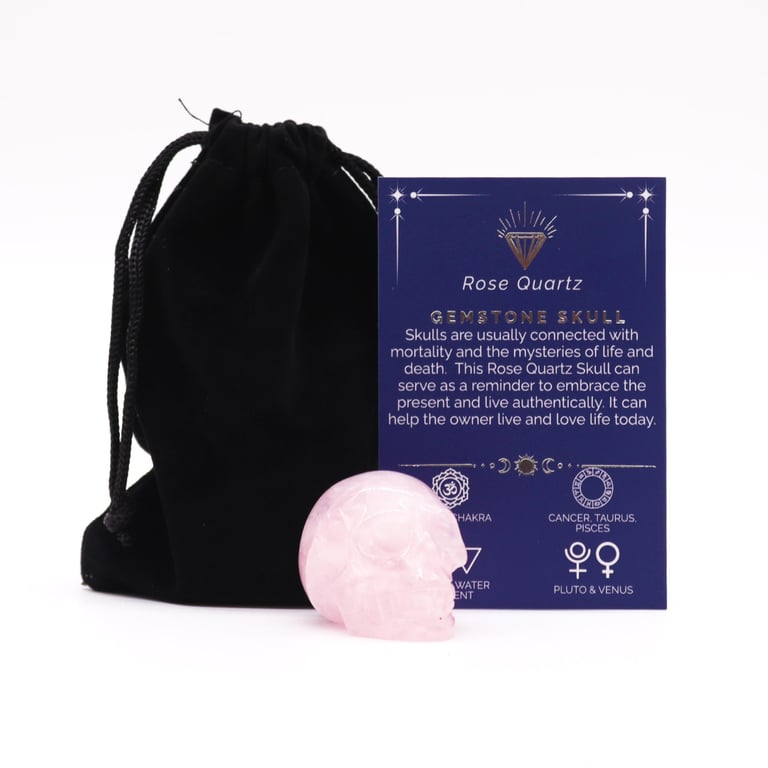 Natural Gemstone Small Rose Quartz Skull Jewelry