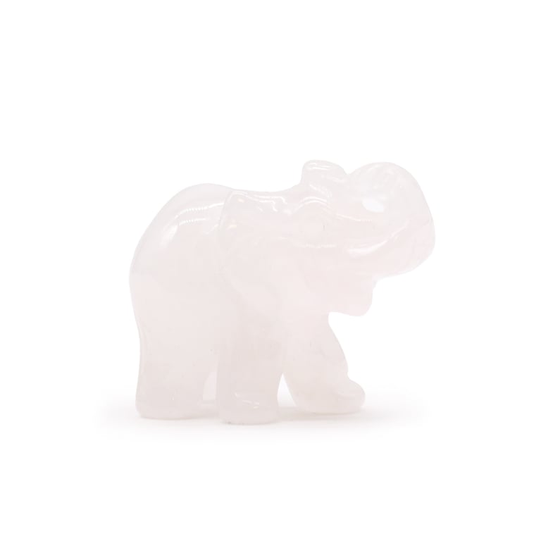 Rose Quartz Gemstone Lucky Elephant Necklace - Symbol of Good Fortune and Luck