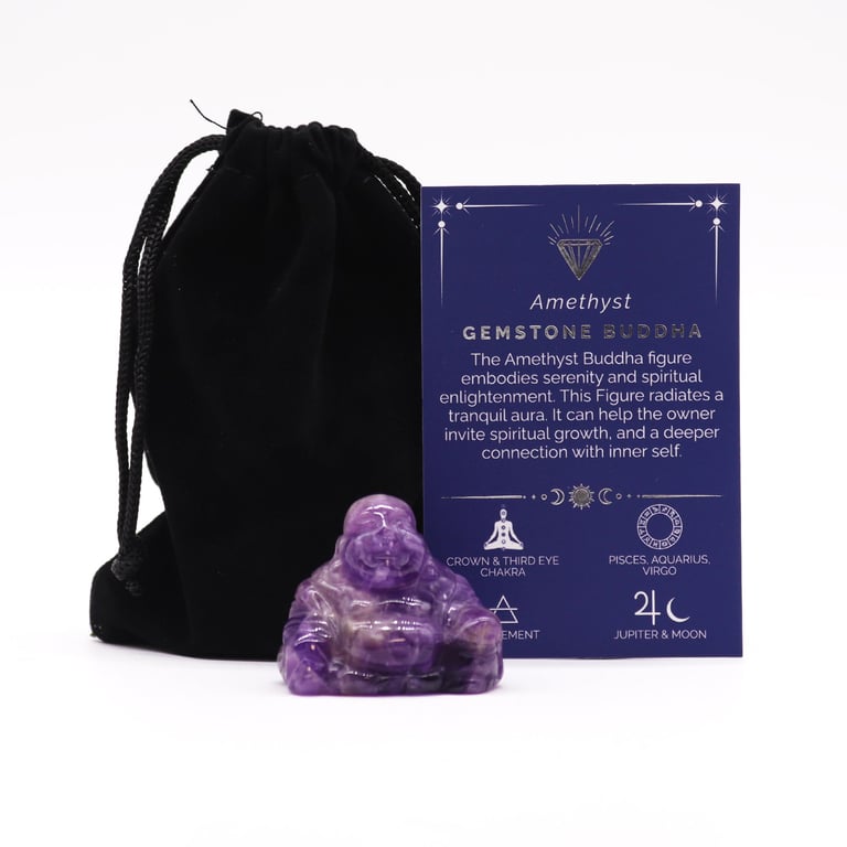 Amethyst Gemstone Small Buddha Statue - Spiritual Healing Crystal Decoration