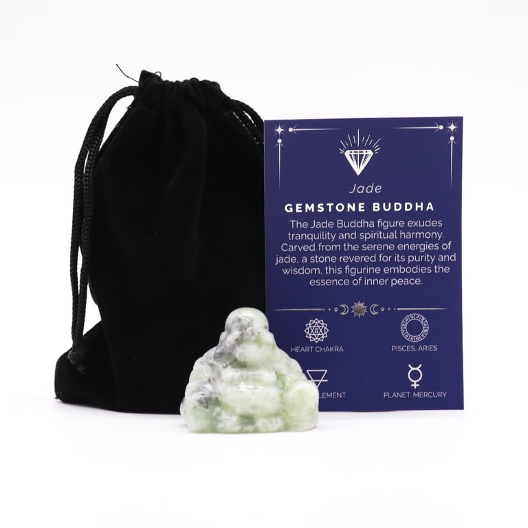 Jade Small Buddha Gemstone Statue - Handcrafted Buddhist Decoration