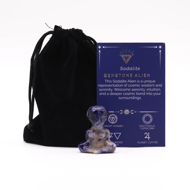 Sodalite Gemstone Alien Home Decor Piece - Mystical Blue Sodalite Jewelry Accent