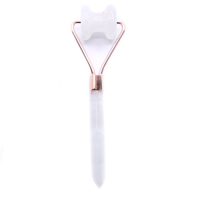 Rock Quartz Gemstone Facial Roller - Anti-Aging Lymph Drainage Tool for Natural Skin Revitalization