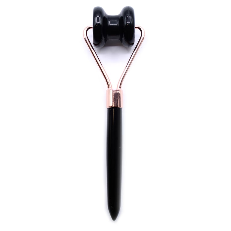 Gemstone Jawline Roller - Black Obsidian Facial Toning Tool for Natural Skin Tightening and Face Massage.
