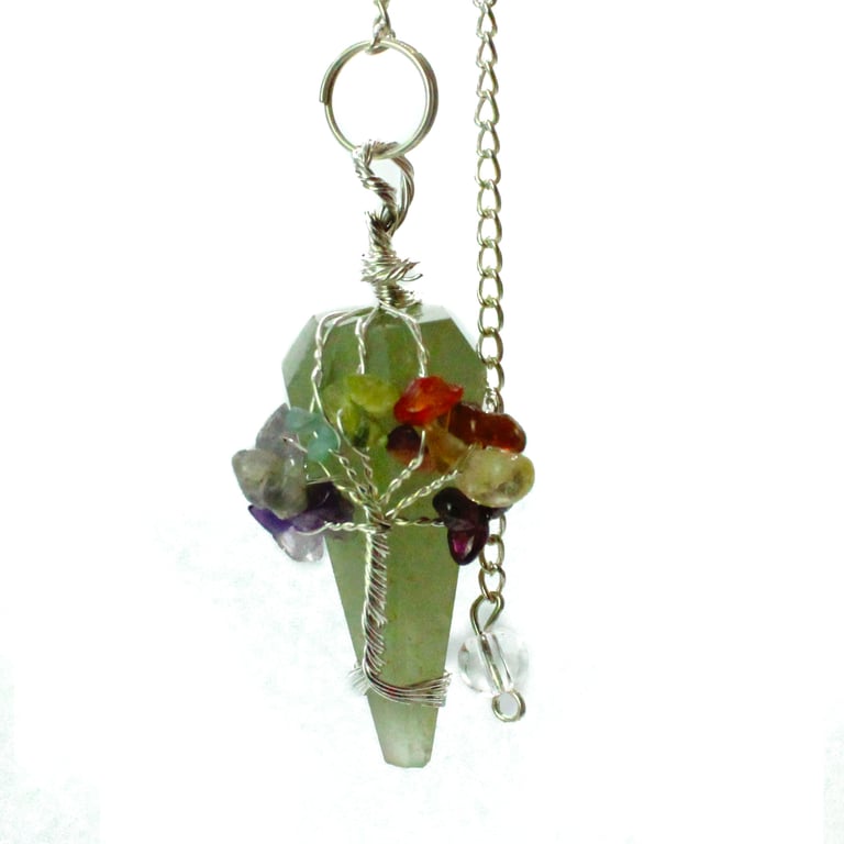 Aventurine Seven Chakra Magic Pendulum for Crystal Energy Healing and Chakra Balancing