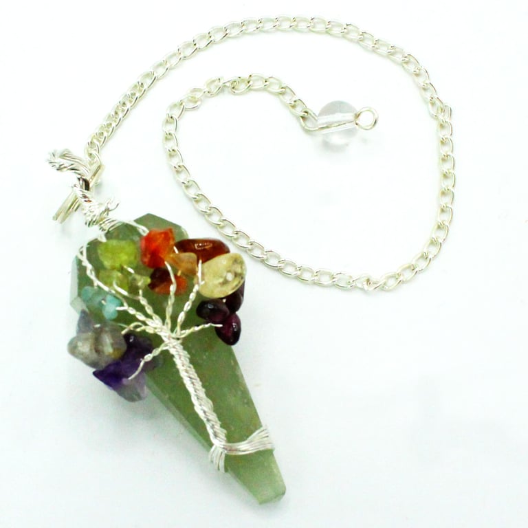 Aventurine Seven Chakra Magic Pendulum for Crystal Energy Healing and Chakra Balancing