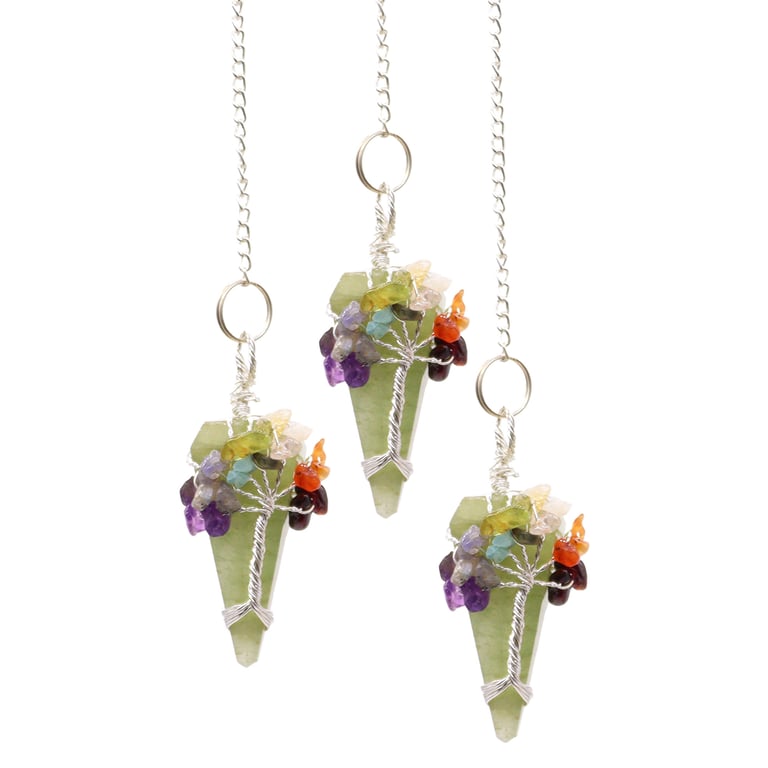 Aventurine Seven Chakra Magic Pendulum for Crystal Energy Healing and Chakra Balancing