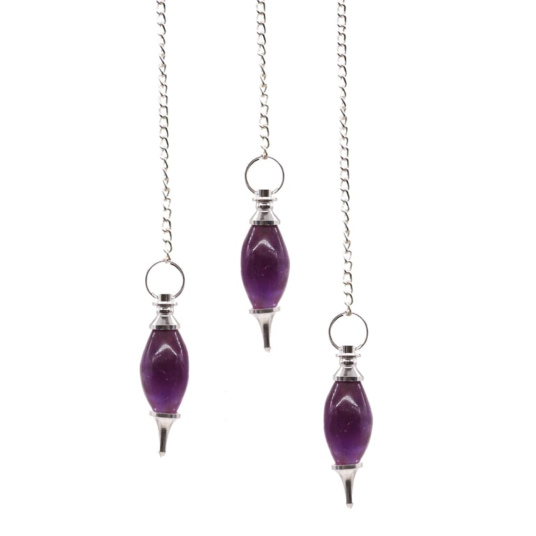 Amethyst Lingam Shaped Crystal Pendulum - Spiritual Healing Tool and Metaphysical Amulet