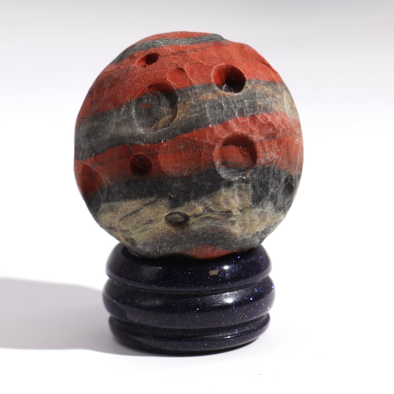 Sola Goldstone Stand with Red Jasper Planet (MARS) - Decorative Geode Accessory