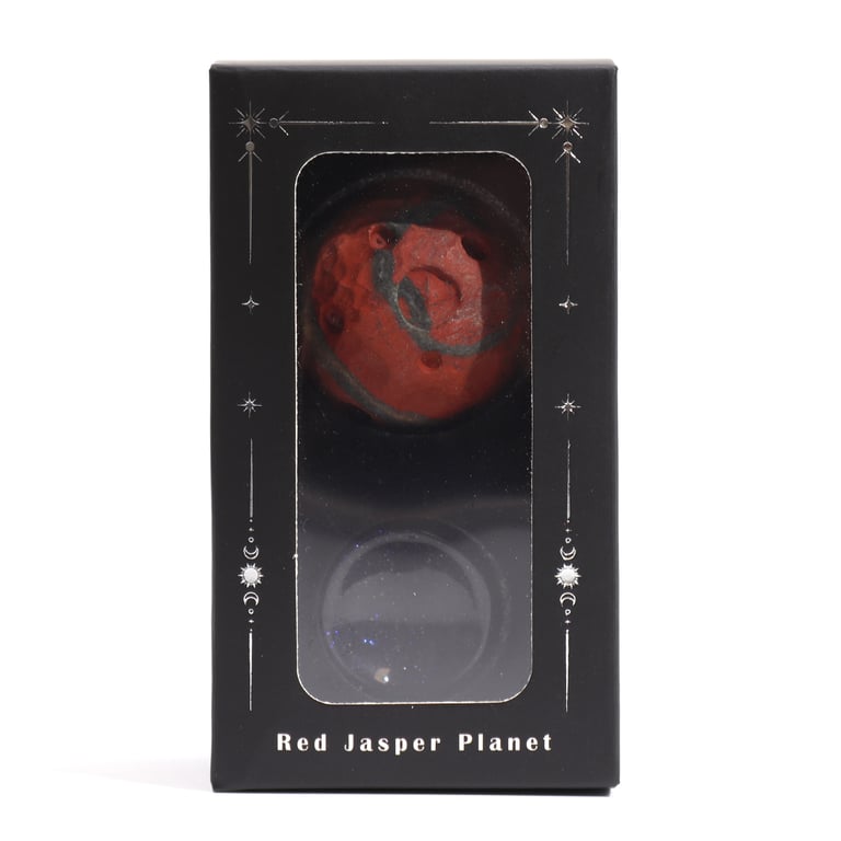 Sola Goldstone Stand with Red Jasper Planet (MARS) - Decorative Geode Accessory