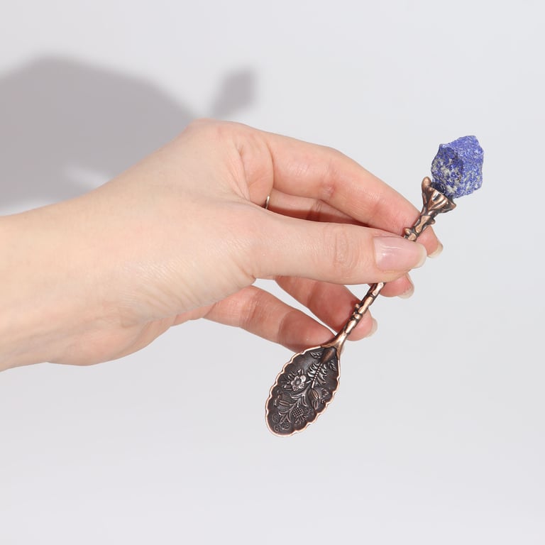 7 Bronze Gemstone Crystal Witch Spoons - Set - Premium Quality