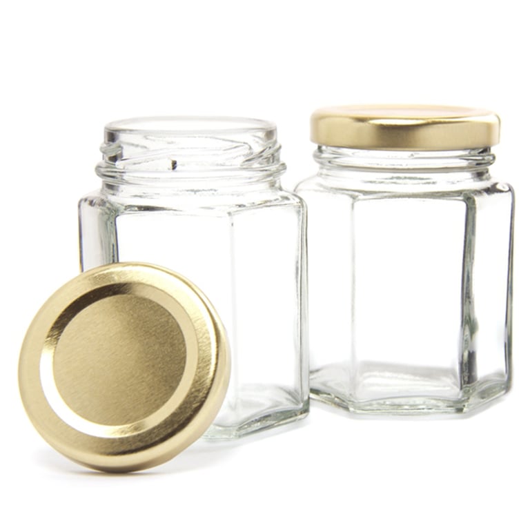 Six Sided Glass Jam Storage Jar with Lid - Ideal for Preserving Homemade Jam
