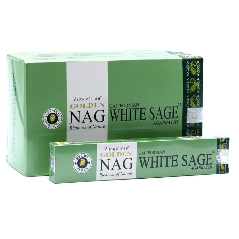 Golden Nag 15g White Sage Incense - Natural Home Fragrance for Spiritual Purposes