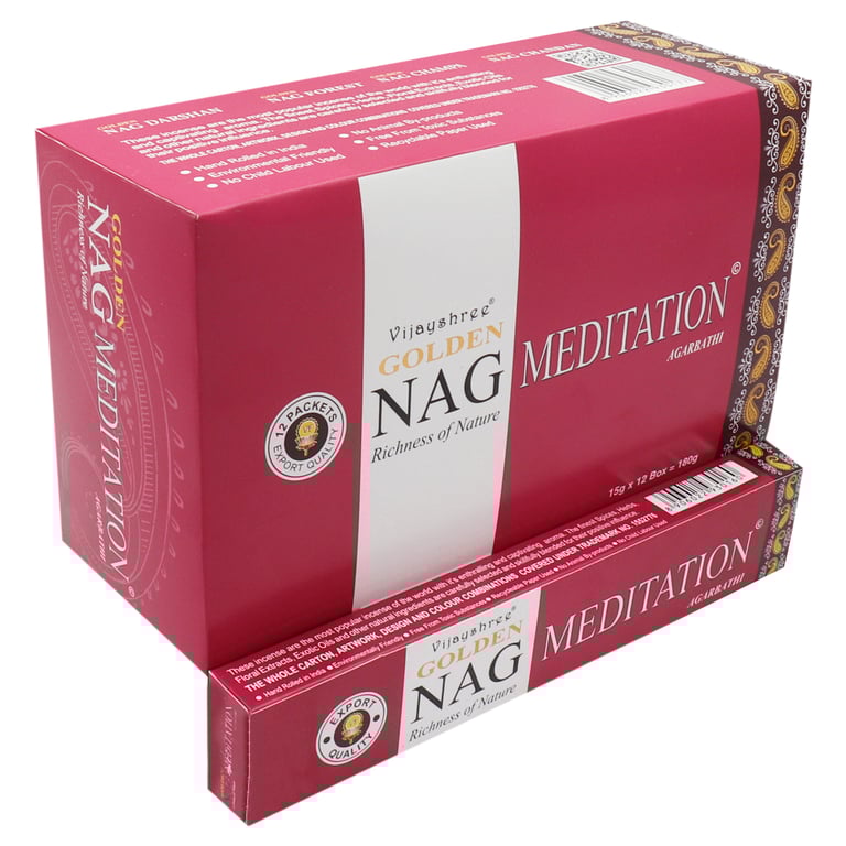 Golden Nag 15g Meditation Incense Sticks - Calming Spiritual Relaxation