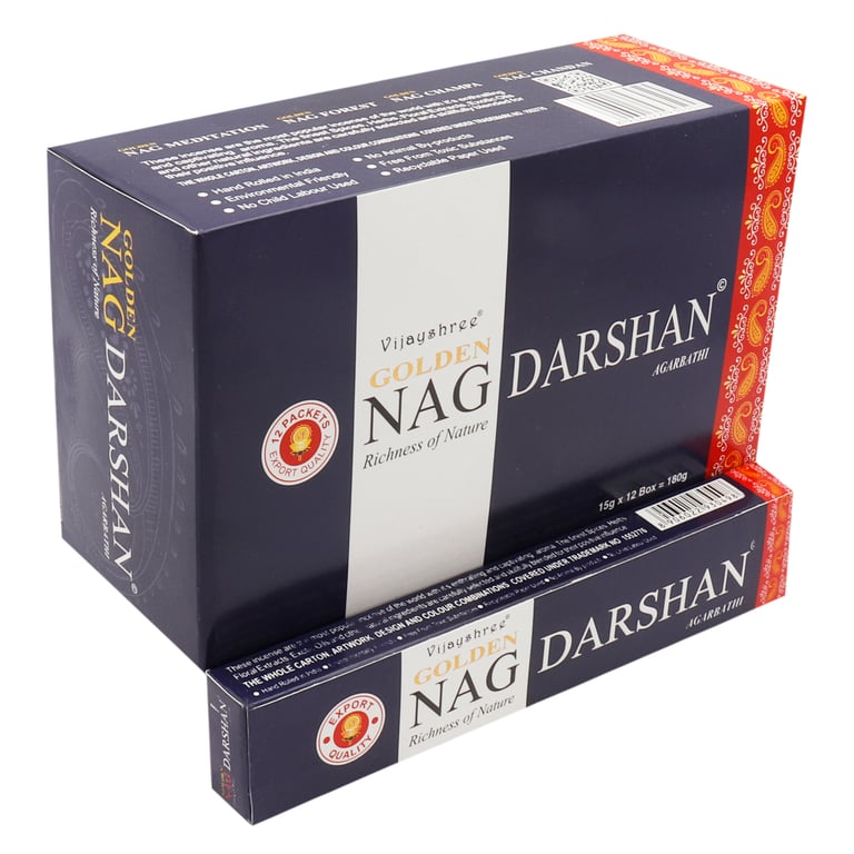Golden Nag 15g Darshan Incense - Spiritual Home Aromatherapy for Meditation and Relaxation