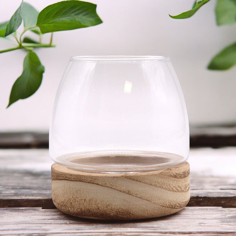 Mini Natural Tung Wood Terrarium - Small Indoor Garden in a Living Landscape on Your Desktop Plant Holder