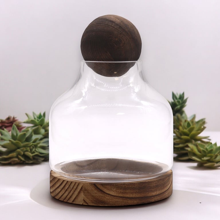 Terrarium (Medium Ball Top) - Dark Tung Wood Base