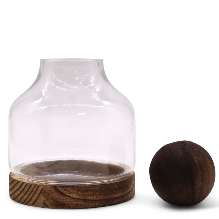 Terrarium (Medium Ball Top) - Dark Tung Wood Base