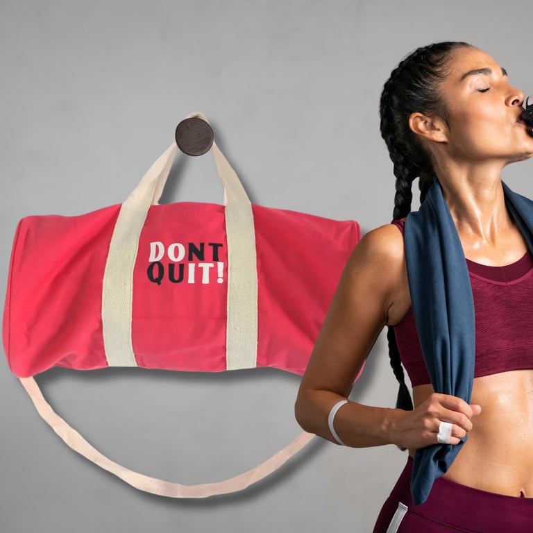 Gym Bag - Durable & Spacious, Don t Quit - Cherry Pink