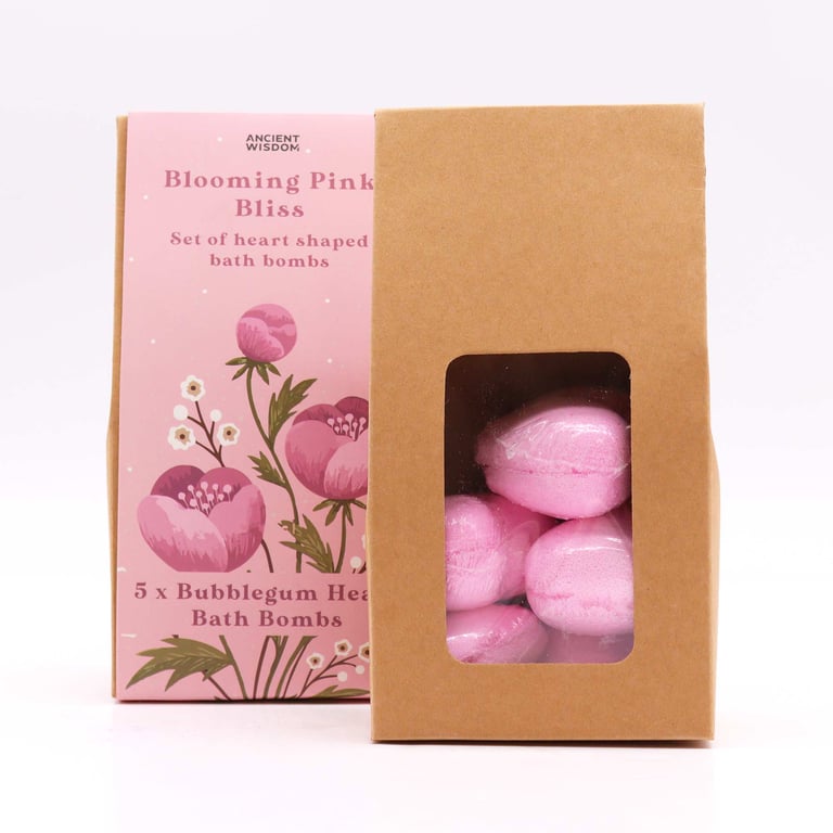 Blooming Pink Bliss Bath Heart Gift Set - Romantic Heart-Shaped Bath Products for Relaxation and Self-Care