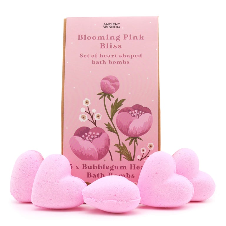 Blooming Pink Bliss Bath Heart Gift Set - Romantic Heart-Shaped Bath Products for Relaxation and Self-Care