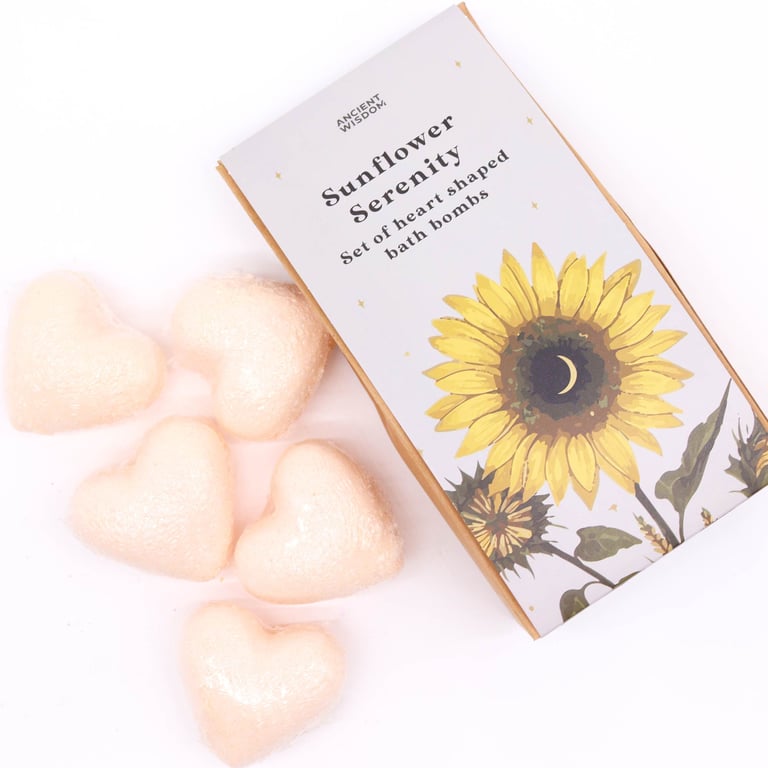 Sunflower Serenity Heart Shaped Bath Gift Set - Soothing Relaxation Essentials