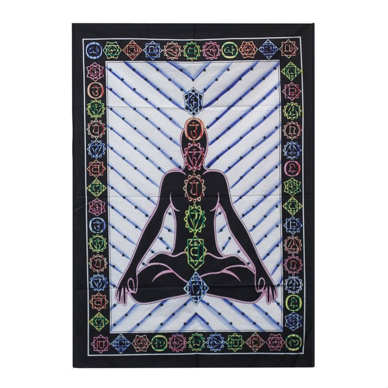 Handbrushed Cotton Wall Art - Chakra Buddha Meditation Decor