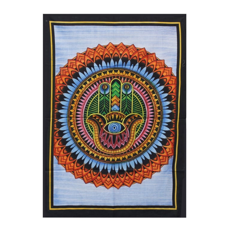 Handbrushed Cotton Wall Art - Hamsa Handmade Middle Eastern Decoration
