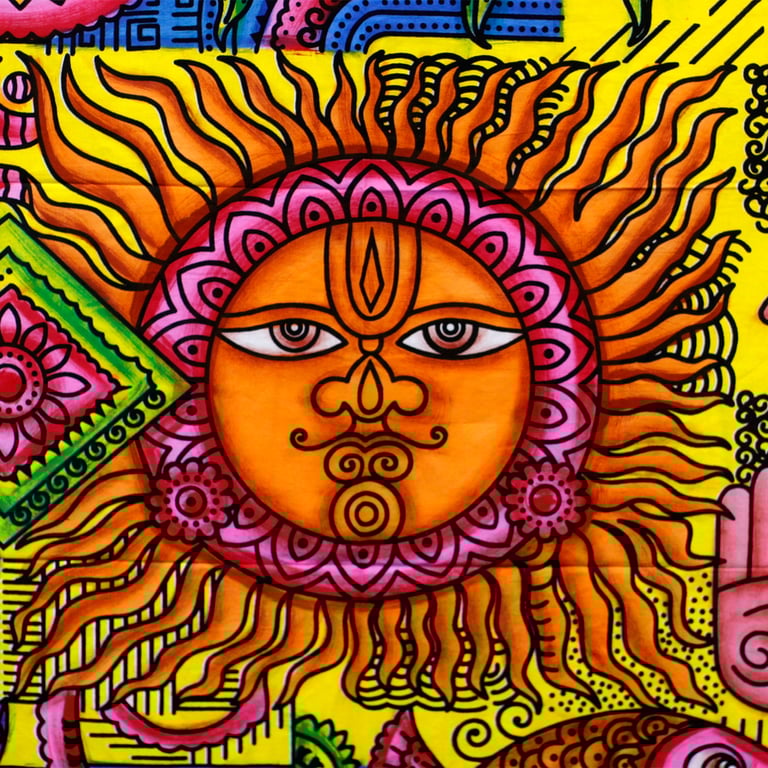 Handbrushed Cotton Wall Art - Beautiful Nature-Inspired Sun Design