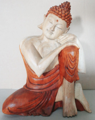 25cm Hand-Carved Wooden Buddha Statue (Thinking Position)