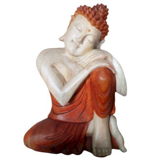 30cm Hand-Carved Thinking Buddha Statue - Authentic Artwork by Brand Name